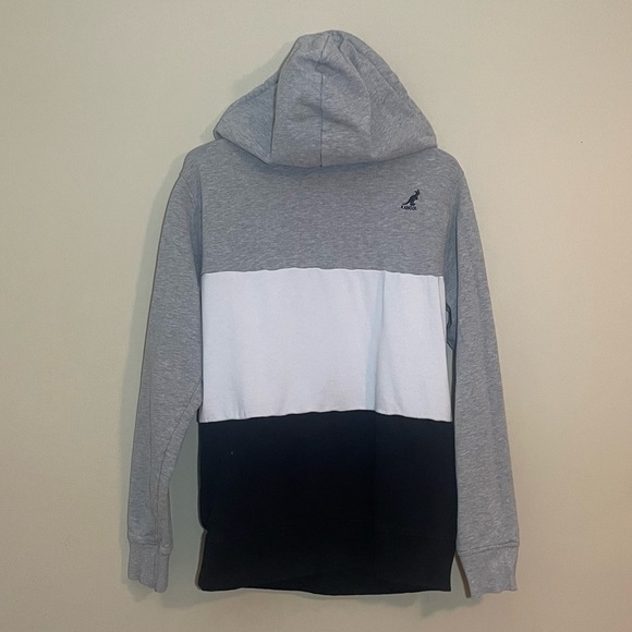 Kangol 3 Toned Striped Hoodie Collar Zipper Front/Back Logo | BLACK/WHITE/GRAY - Picture 6 of 10